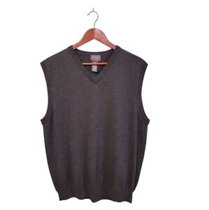 Mercer Street Studio Grey‎ Sweater Vest Pullover 100% Merino Wool Size Large
